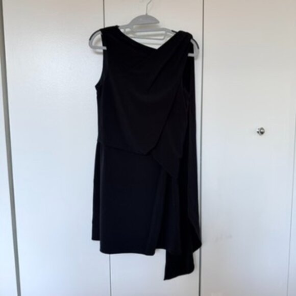 Black Halston Heritage Assymetrical Shoulder drape Dress - Picture 1 of 6